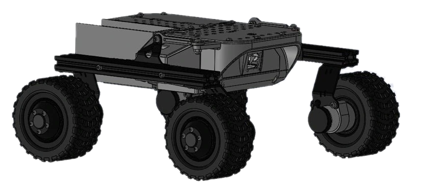 Vigyan Agribot — agricultural rover, side three-quarter render